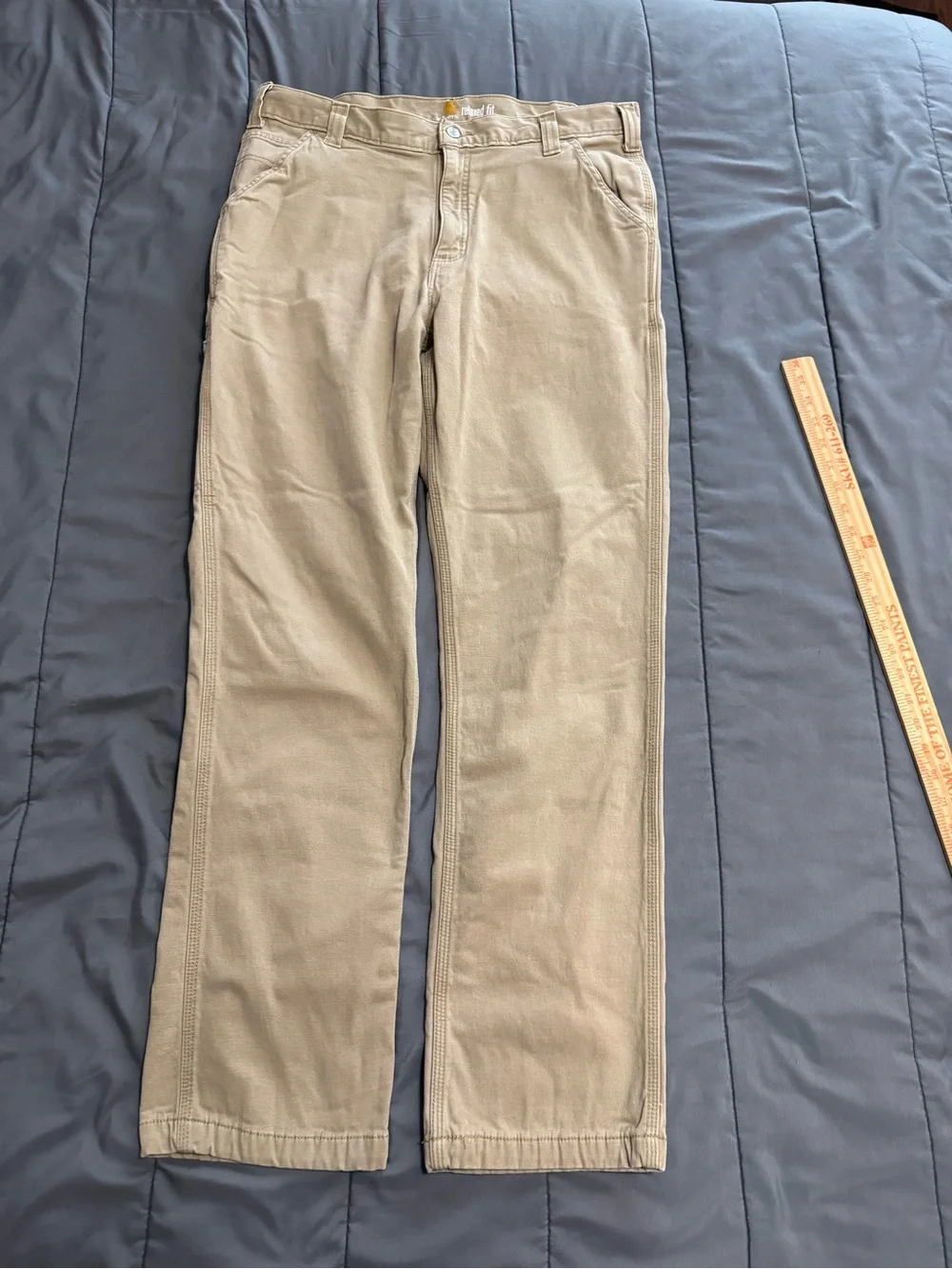 Carhartt Relaxed Fit Canvas Utility Work Pants - Tan Khaki - Men's Size 36x34
